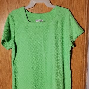 Kim Rogers Green Boxy Ribbed T-Shirt